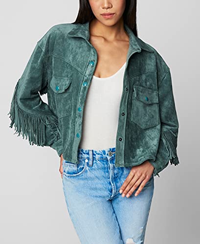 womens Luxury Clothing Faux Suede Fringe Shirt Jacket, Comfortable & Stylish Coat