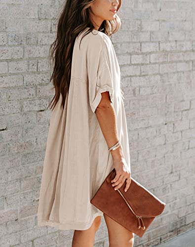Women's Babydoll Short Sleeve Tunic Dress V Neck Cute Casual Loose Dresses