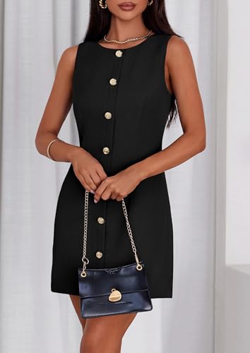 Work Dresses for Women 2025 Spring Business Formal Short Dress Sleeveless Button Down Elegant Office Outfits