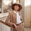 Wool Blend Tweed Blazers for Women Business Casual Knit Blazer Cropped Jacket for Women