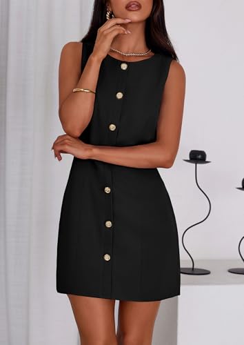 Work Dresses for Women 2025 Spring Business Formal Short Dress Sleeveless Button Down Elegant Office Outfits