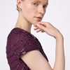 Women's Short Sleeve Blouson Beaded Gown