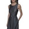 Women's Belted Scoop Neck Sleeveless Midi Dress
