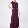 Women's Short Sleeve Blouson Beaded Gown
