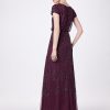 Women's Short Sleeve Blouson Beaded Gown