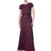 Women's Short Sleeve Blouson Beaded Gown