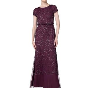 Women's Short Sleeve Blouson Beaded Gown