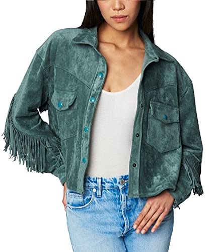womens Luxury Clothing Faux Suede Fringe Shirt Jacket, Comfortable & Stylish Coat