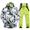 Mens Ski Jacket and Pants Set Ski Suit Winter Waterproof Windproof Hooded Snow Coat 2 Pieces Snowboarding Snowsuits