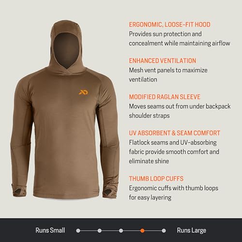 Men’s Wick Hoody - Merino Wool Ultralight Camo Hunting Base Layer, Quick Dry, UV Protection Hunting Clothing