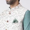 Men's Kurta with Multi-Color Printed Nehru Jacket & Pajama Set - Indian Ethnic Kurta Set for Weddings & Festivals