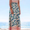 Women's Maxi Dress Ditsy Floral Smocked Summer Sundress Sleeveless Ruffled Spaghetti Straps Long Beach Formal Dress