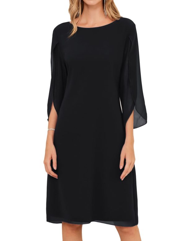 Womens Chiffon Dresses Flutter Sleeve Party Wedding Cocktail Dress Size 8-20