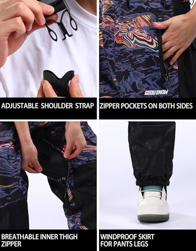 51OaurEDHNL.jpg Women Men Ski Bibs Snowboard Pants Snow Bibs Overalls Waterproof Windproof Insulated Winter Sport Warm