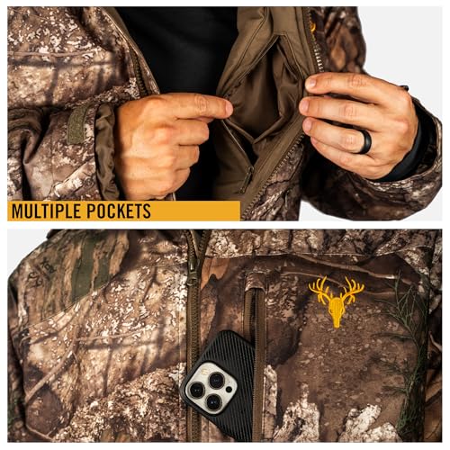Men’s Insulated Camo Hunting Parka, Waterproof Jacket, Versatile Camouflage Hunting Clothes for Men