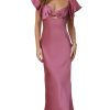 Summer Satin Flutter Sleeve Wedding Guest Dresses for Women Sweetheart Neckline Cutout Tie Back Midi Cocktail Dress