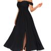 2025 Women's Summer Floral Print Flowy A Line Maxi Dresses Sleeveless Smocked Off Shoulder Dress