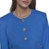 Women's Tweed Solid Scoop Neck Cropped Knit Blazer