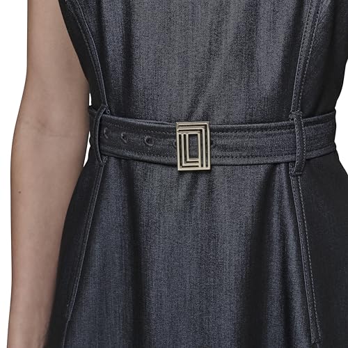 51id5k13UjL.jpg Women's Belted Scoop Neck Sleeveless Midi Dress