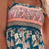 Women's Maxi Dress Ditsy Floral Smocked Summer Sundress Sleeveless Ruffled Spaghetti Straps Long Beach Formal Dress