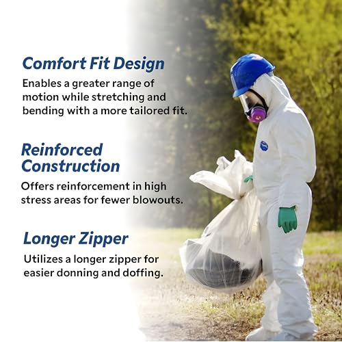 Tyvek 400 TY127S Disposable Protective Coverall with Respirator-Fit Hood and Elastic Cuff, White