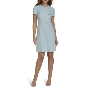 Women's Short Sleeve Fit and Flare Shirt Dress