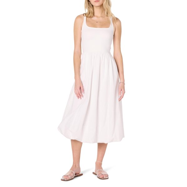 Women's Tina Scoop Neck Mixed Media Bubble Hem Midi Dress