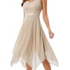 Women's Lace Cocktail Party Dress 2025 Handkerchief Hem Bridesmaid Prom Formal Dresses for Wedding Guest