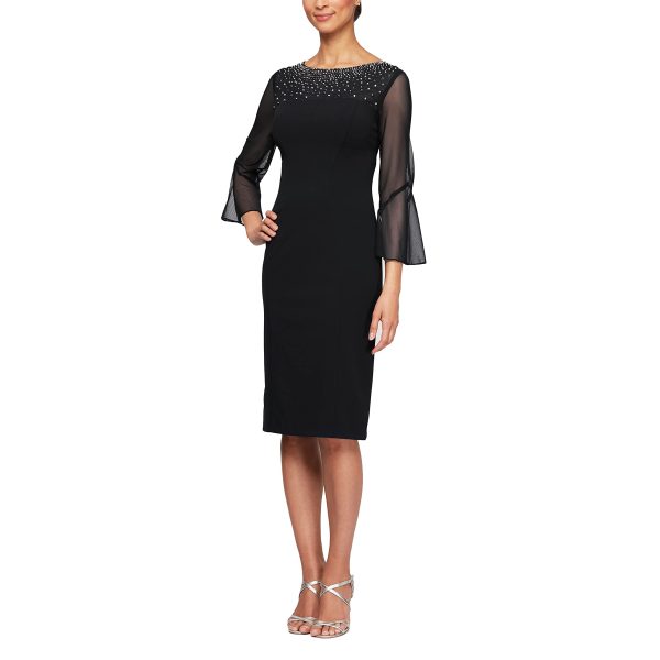 Women's Short Shift Dress with Embellished Illusion Detail