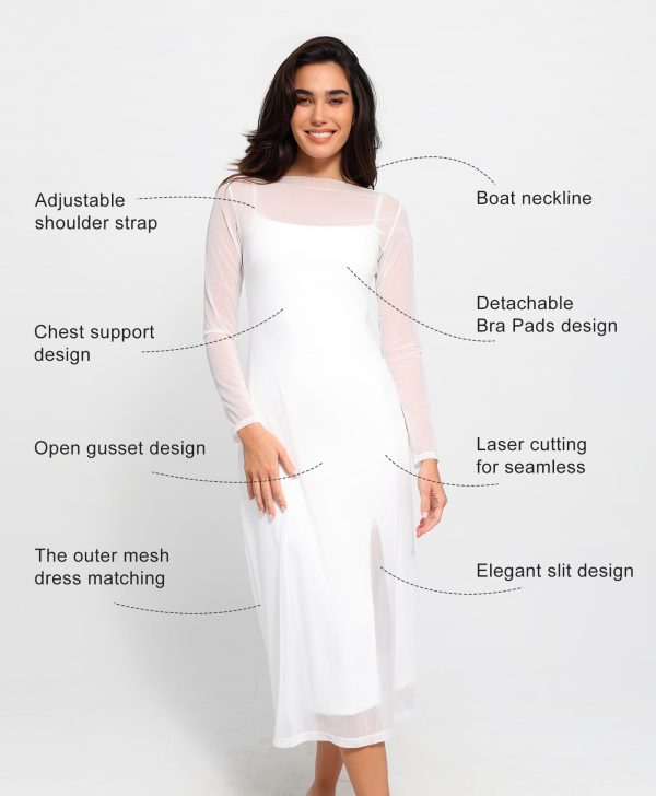 Mesh Shapewear Dress Corset Date Night Dresses for Women Two Piece Club Outfits with Slit