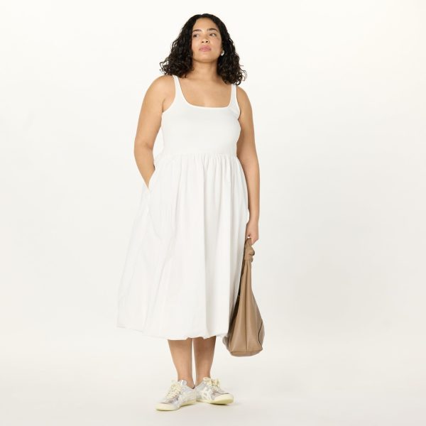 Women's Tina Scoop Neck Mixed Media Bubble Hem Midi Dress
