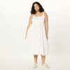 Women's Tina Scoop Neck Mixed Media Bubble Hem Midi Dress