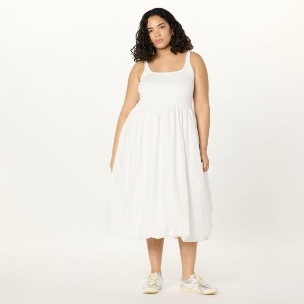 Women's Tina Scoop Neck Mixed Media Bubble Hem Midi Dress