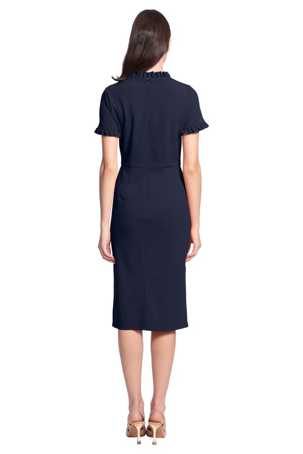 Women's Ruffle Collar Slant Pocket Sheath Dress