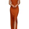 Summer One Shoulder Long Formal Women's Dress Sleeveless Ruched Bodycon Wedding Guest Slit Maxi Dresses