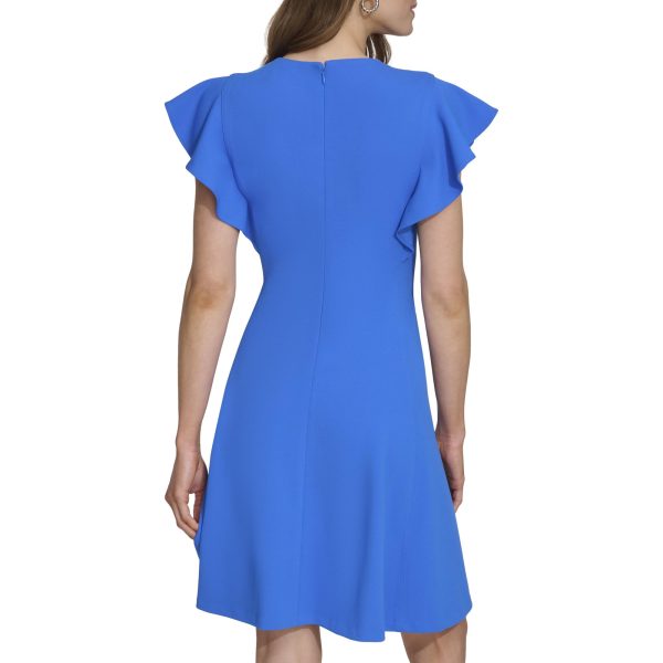 61GczqsOkdL.jpg Women's Flutter Sleeve Scuba Crepe Jewel Neck Dress