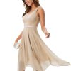 Women's Lace Cocktail Party Dress 2025 Handkerchief Hem Bridesmaid Prom Formal Dresses for Wedding Guest