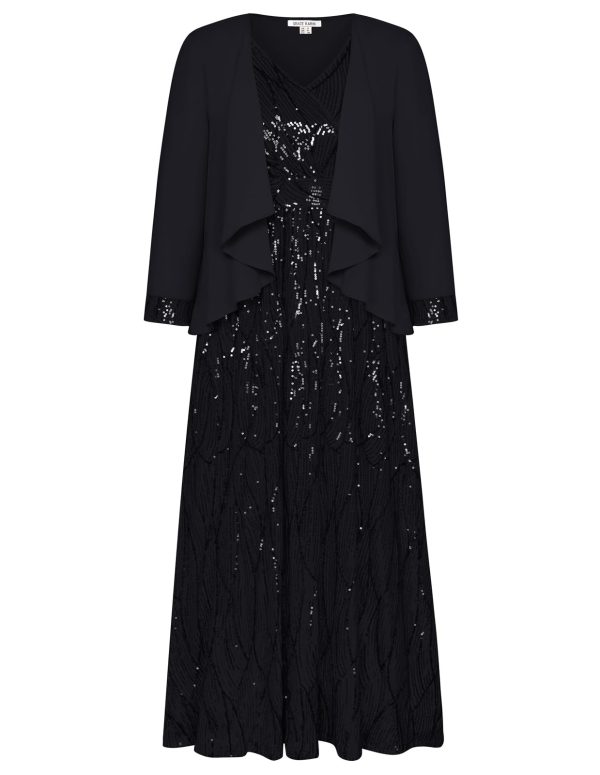 61H4ibopPKL.jpg 2024 Women's Two Piece Sequin Dress with Jacket Mother of The Bride Dresses Homecoming Wedding Guest Dresses