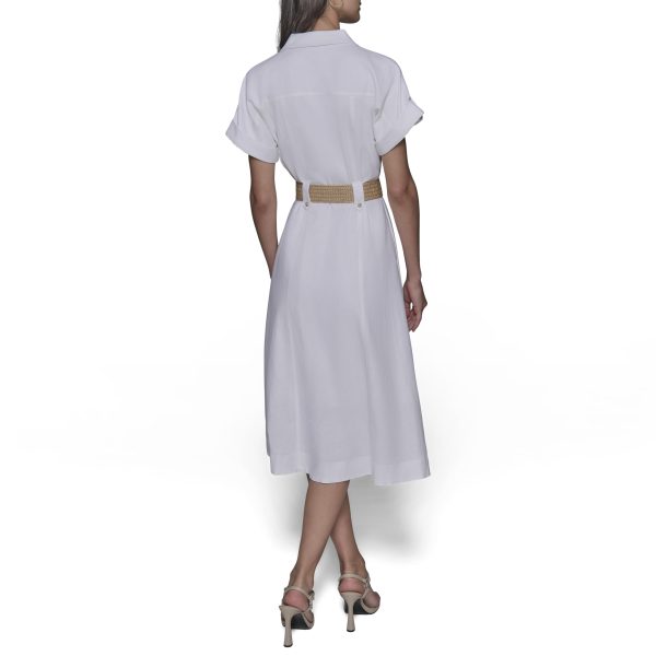 61HWx6FdL.jpg Women's Light Collared Short Sleeve Midi Dress