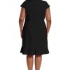 Women's Dresses Feminine Ageless Surplice V-Neck Faux Wrap Ruffle Dress Office Event Shower Guest of