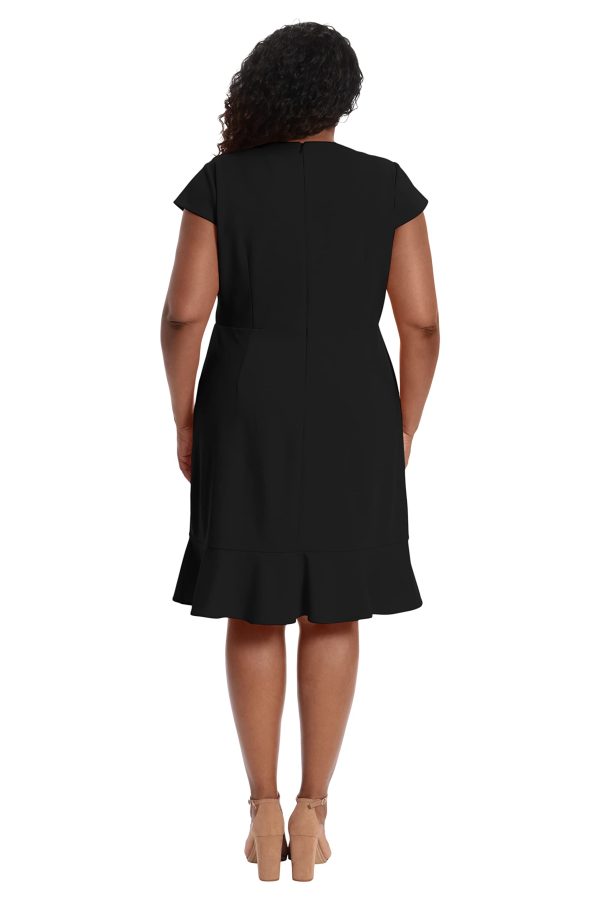Women's Dresses Feminine Ageless Surplice V-Neck Faux Wrap Ruffle Dress Office Event Shower Guest of