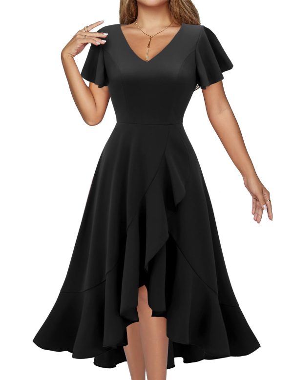 Women's Cocktail Dresses, Formal Wedding Guest High Low Graduation Party Evening Prom Dress 2025