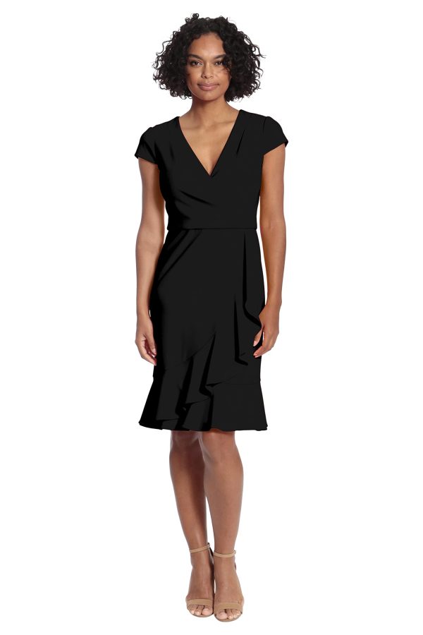 Women's Dresses Feminine Ageless Surplice V-Neck Faux Wrap Ruffle Dress Office Event Shower Guest of