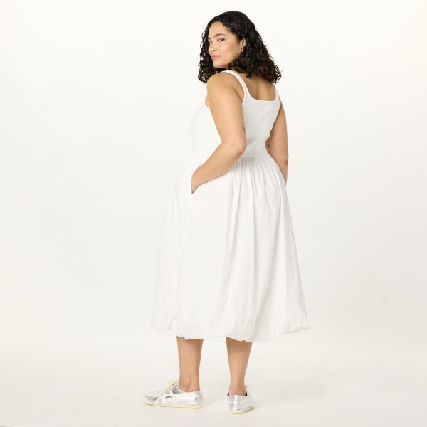 Women's Tina Scoop Neck Mixed Media Bubble Hem Midi Dress
