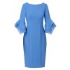 Women's Knit Crepe Tiered Sleeve Dress