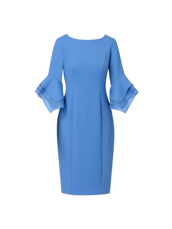 Women's Knit Crepe Tiered Sleeve Dress