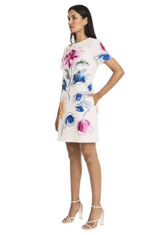 Women's Elegant Short Sleeve Shift Pockets-Premium Cotton Poplin Cocktail Wedding Guest Above Knee Summer Dress