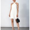 Women's Pearl Beaded Halter Twist Sleeveless Tie Back Dress A Line Dress