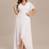 Women's V Neck Short Sleeves A-Line Plus Size Wedding Guest Mother of The Bride Dresses for Wedding 01749-DA