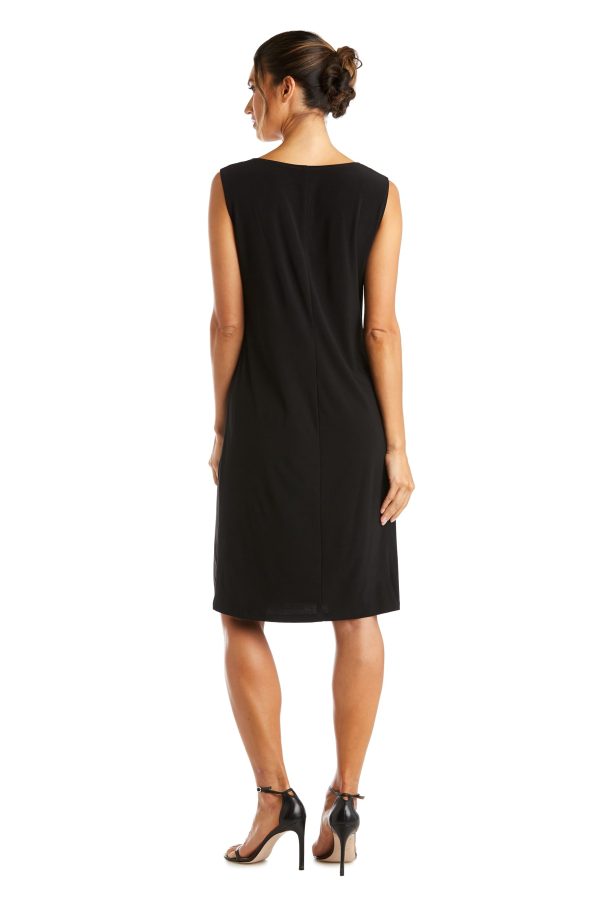 Elegant 2 PC Metallic Knit Classic Jacket Dress W/Detachable Necklace